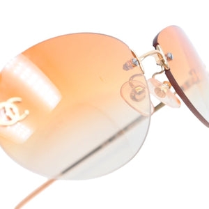 Very good condition CHANEL rimless sunglasses eyewear 4013 c.125/56 size 59□16 130 here mark orange gradation used 4a001354