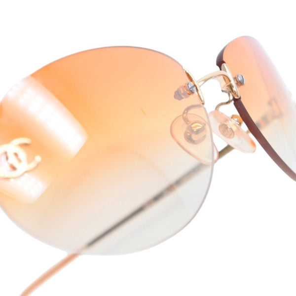 Very good condition CHANEL rimless sunglasses eyewear 4013 c.125/56 size 59□16 130 here mark orange gradation used 4a001354