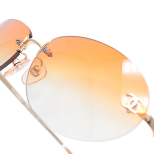 Very good condition CHANEL rimless sunglasses eyewear 4013 c.125/56 size 59□16 130 here mark orange gradation used 4a001354