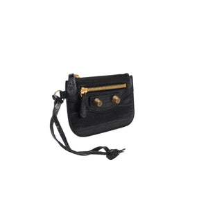 極美品 BALENCIAGA バレンシアガ レザー コインケース ブラック イタリア製 ゴールド金具 中古 4a001426