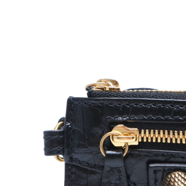 極美品 BALENCIAGA バレンシアガ レザー コインケース ブラック イタリア製 ゴールド金具 中古 4a001426
