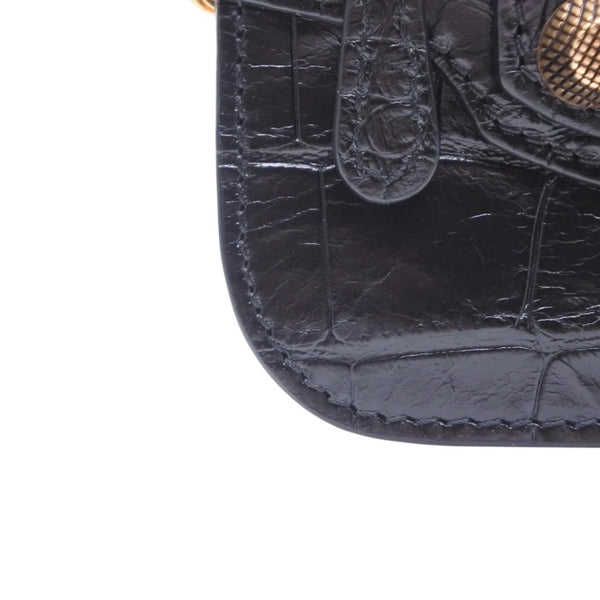 極美品 BALENCIAGA バレンシアガ レザー コインケース ブラック イタリア製 ゴールド金具 中古 4a001426