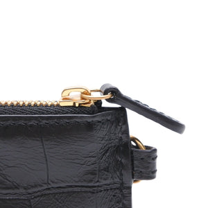 極美品 BALENCIAGA バレンシアガ レザー コインケース ブラック イタリア製 ゴールド金具 中古 4a001426