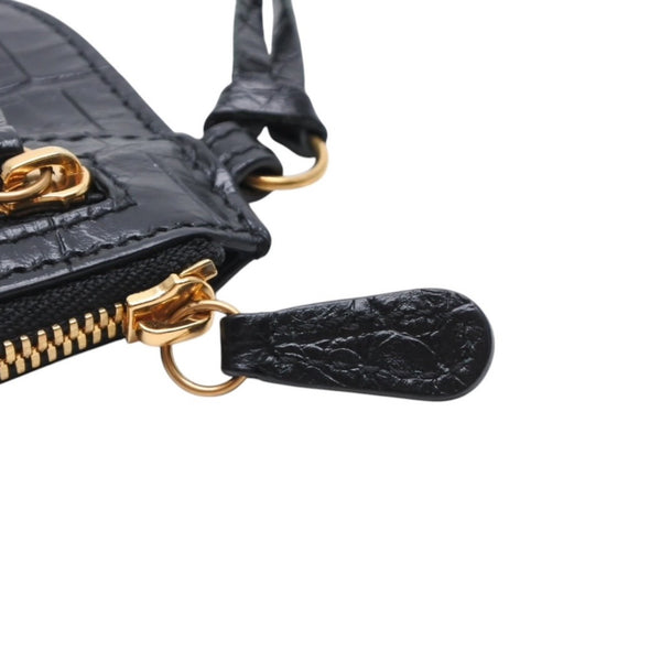 極美品 BALENCIAGA バレンシアガ レザー コインケース ブラック イタリア製 ゴールド金具 中古 4a001426