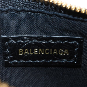 極美品 BALENCIAGA バレンシアガ レザー コインケース ブラック イタリア製 ゴールド金具 中古 4a001426