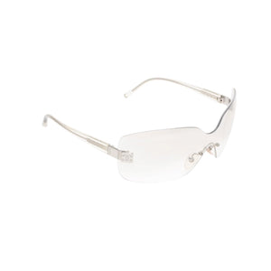 極美品 CHANEL シャネル リムレス シールド サングラス アイウェア 4029 c.159/6I サイズ120 ココマーク シルバー クリア 中古 4a001387
