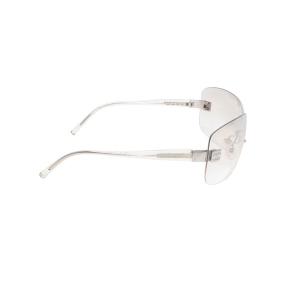 極美品 CHANEL シャネル リムレス シールド サングラス アイウェア 4029 c.159/6I サイズ120 ココマーク シルバー クリア 中古 4a001387