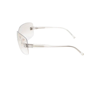 極美品 CHANEL シャネル リムレス シールド サングラス アイウェア 4029 c.159/6I サイズ120 ココマーク シルバー クリア 中古 4a001387