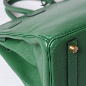 Very Good Condition HERMES BIRKIN 30 Handbag Couchevel Green GD Hardware 〇Z Stamp Made in 1996 Used 4a001355