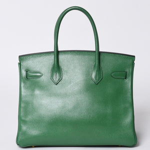 Very Good Condition HERMES BIRKIN 30 Handbag Couchevel Green GD Hardware 〇Z Stamp Made in 1996 Used 4a001355