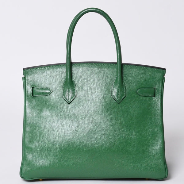 Very Good Condition HERMES BIRKIN 30 Handbag Couchevel Green GD Hardware 〇Z Stamp Made in 1996 Used 4a001355