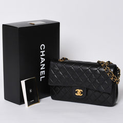 極美品 CHANEL シャネル マトラッセ25 Wフラップ Wチェーンショルダーバッグ 4番台 ココマーク ラムスキン ブラック中古 4a001342