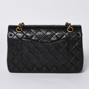 極美品 CHANEL シャネル マトラッセ25 Wフラップ Wチェーンショルダーバッグ 4番台 ココマーク ラムスキン ブラック中古 4a001342