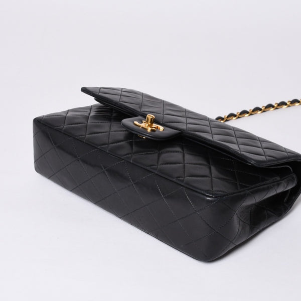 極美品 CHANEL シャネル マトラッセ25 Wフラップ Wチェーンショルダーバッグ 4番台 ココマーク ラムスキン ブラック中古 4a001342