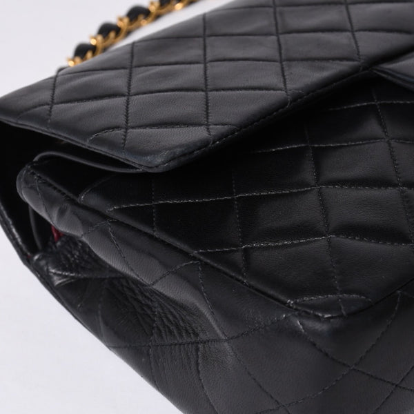 極美品 CHANEL シャネル マトラッセ25 Wフラップ Wチェーンショルダーバッグ 4番台 ココマーク ラムスキン ブラック中古 4a001342