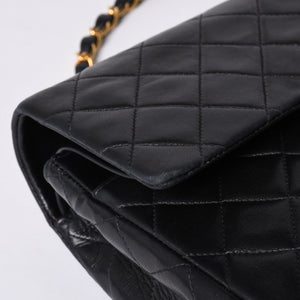 極美品 CHANEL シャネル マトラッセ25 Wフラップ Wチェーンショルダーバッグ 4番台 ココマーク ラムスキン ブラック中古 4a001342