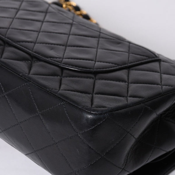 極美品 CHANEL シャネル マトラッセ25 Wフラップ Wチェーンショルダーバッグ 4番台 ココマーク ラムスキン ブラック中古 4a001342