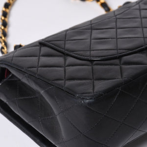 極美品 CHANEL シャネル マトラッセ25 Wフラップ Wチェーンショルダーバッグ 4番台 ココマーク ラムスキン ブラック中古 4a001342