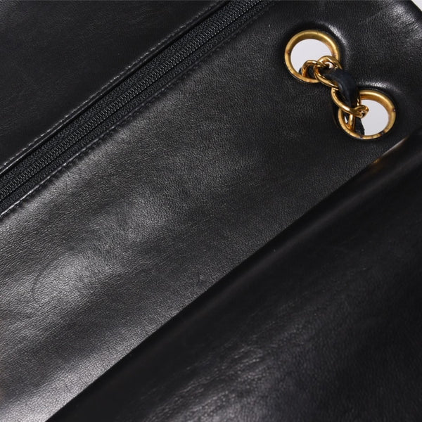 極美品 CHANEL シャネル マトラッセ25 Wフラップ Wチェーンショルダーバッグ 4番台 ココマーク ラムスキン ブラック中古 4a001342