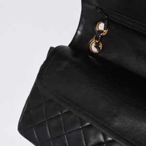 極美品 CHANEL シャネル マトラッセ25 Wフラップ Wチェーンショルダーバッグ 4番台 ココマーク ラムスキン ブラック中古 4a001342