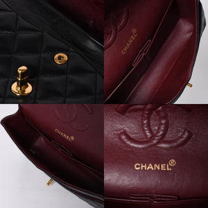 極美品 CHANEL シャネル マトラッセ25 Wフラップ Wチェーンショルダーバッグ 4番台 ココマーク ラムスキン ブラック中古 4a001342