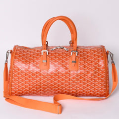 New and unused GOYARD Croisjour 45 Boston bag travel bag orange PVC leather silver hardware used 4a000983
