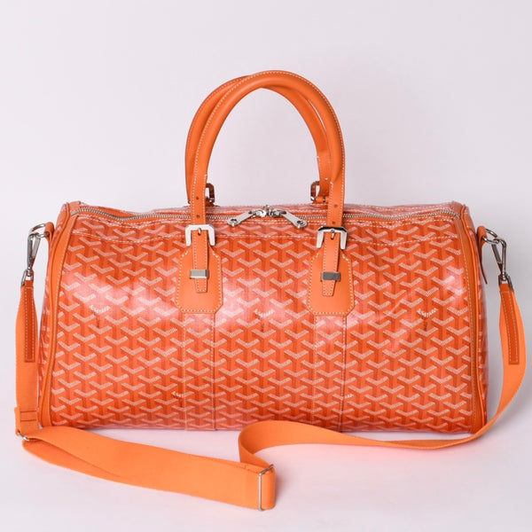 New and unused GOYARD Croisjour 45 Boston bag travel bag orange PVC leather silver hardware used 4a000983