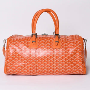 New and unused GOYARD Croisjour 45 Boston bag travel bag orange PVC leather silver hardware used 4a000983