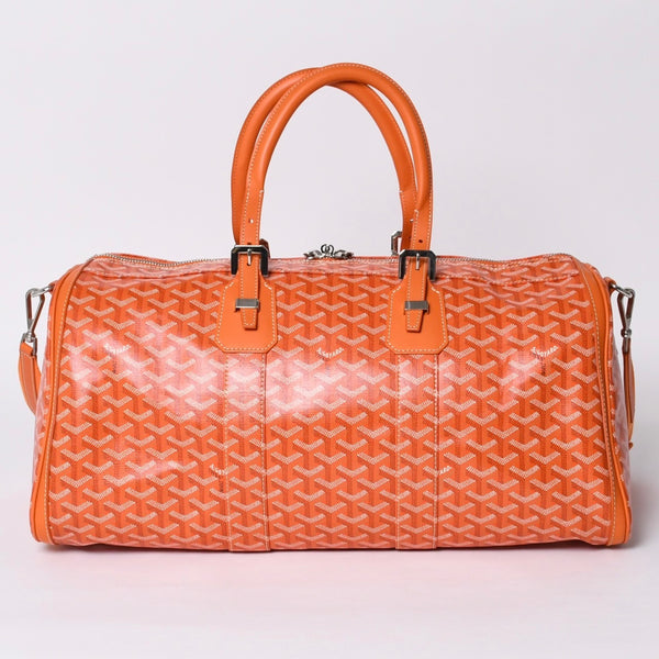 New and unused GOYARD Croisjour 45 Boston bag travel bag orange PVC leather silver hardware used 4a000983