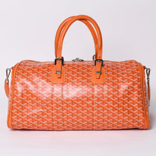 画像をギャラリービューアに読み込む, 新品未使用 GOYARD ゴヤール クロワジュール45 ボストンバッグ トラベルバッグ オレンジ PVC レザー シルバー金具 中古 4a000983