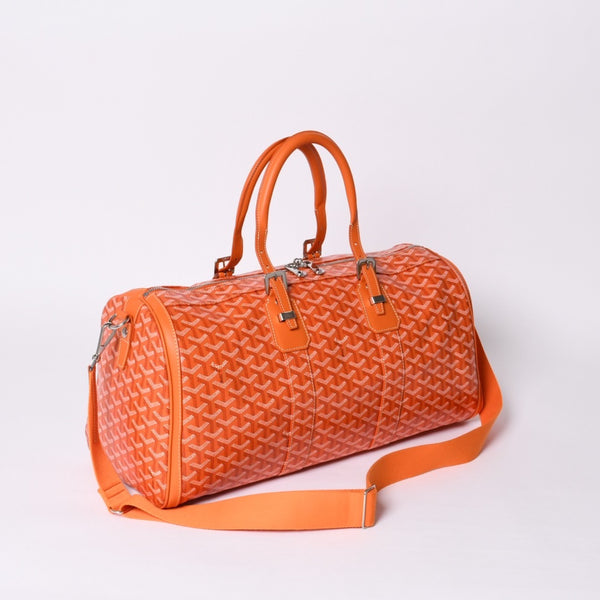 New and unused GOYARD Croisjour 45 Boston bag travel bag orange PVC leather silver hardware used 4a000983