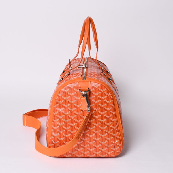 New and unused GOYARD Croisjour 45 Boston bag travel bag orange PVC leather silver hardware used 4a000983