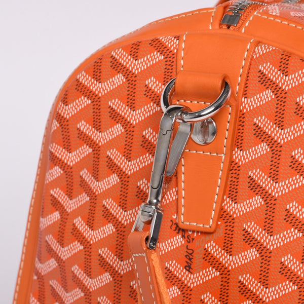 New and unused GOYARD Croisjour 45 Boston bag travel bag orange PVC leather silver hardware used 4a000983