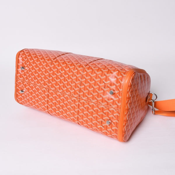 New and unused GOYARD Croisjour 45 Boston bag travel bag orange PVC leather silver hardware used 4a000983
