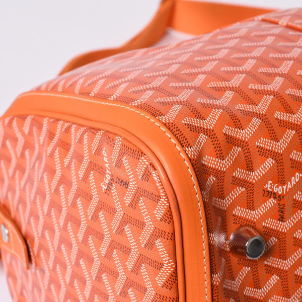 New and unused GOYARD Croisjour 45 Boston bag travel bag orange PVC leather silver hardware used 4a000983