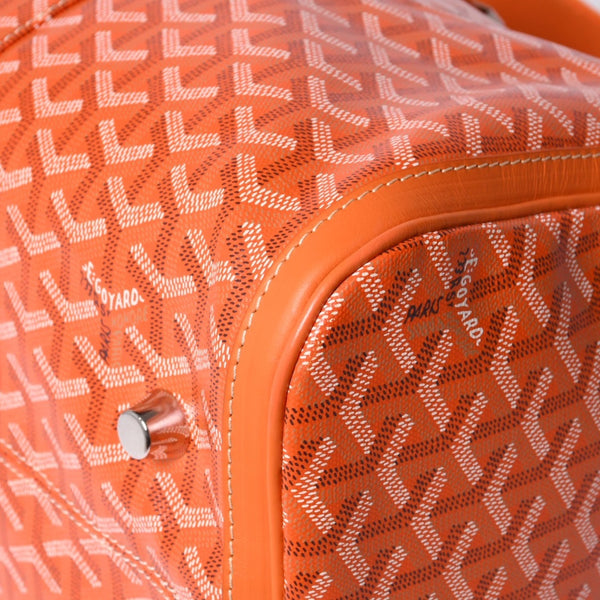 New and unused GOYARD Croisjour 45 Boston bag travel bag orange PVC leather silver hardware used 4a000983