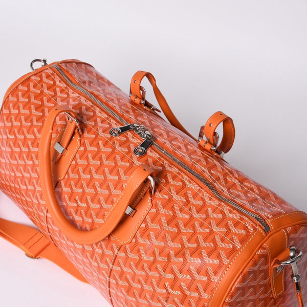New and unused GOYARD Croisjour 45 Boston bag travel bag orange PVC leather silver hardware used 4a000983