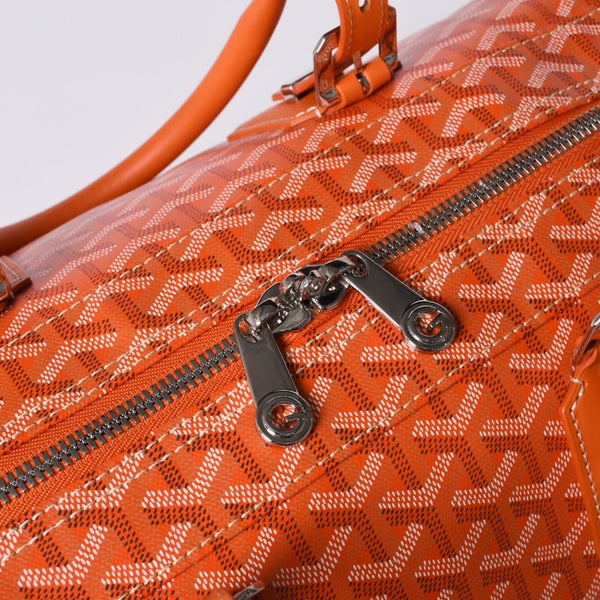 New and unused GOYARD Croisjour 45 Boston bag travel bag orange PVC leather silver hardware used 4a000983