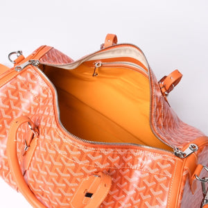 New and unused GOYARD Croisjour 45 Boston bag travel bag orange PVC leather silver hardware used 4a000983