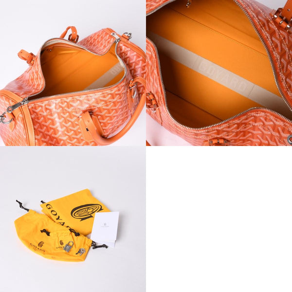 New and unused GOYARD Croisjour 45 Boston bag travel bag orange PVC leather silver hardware used 4a000983