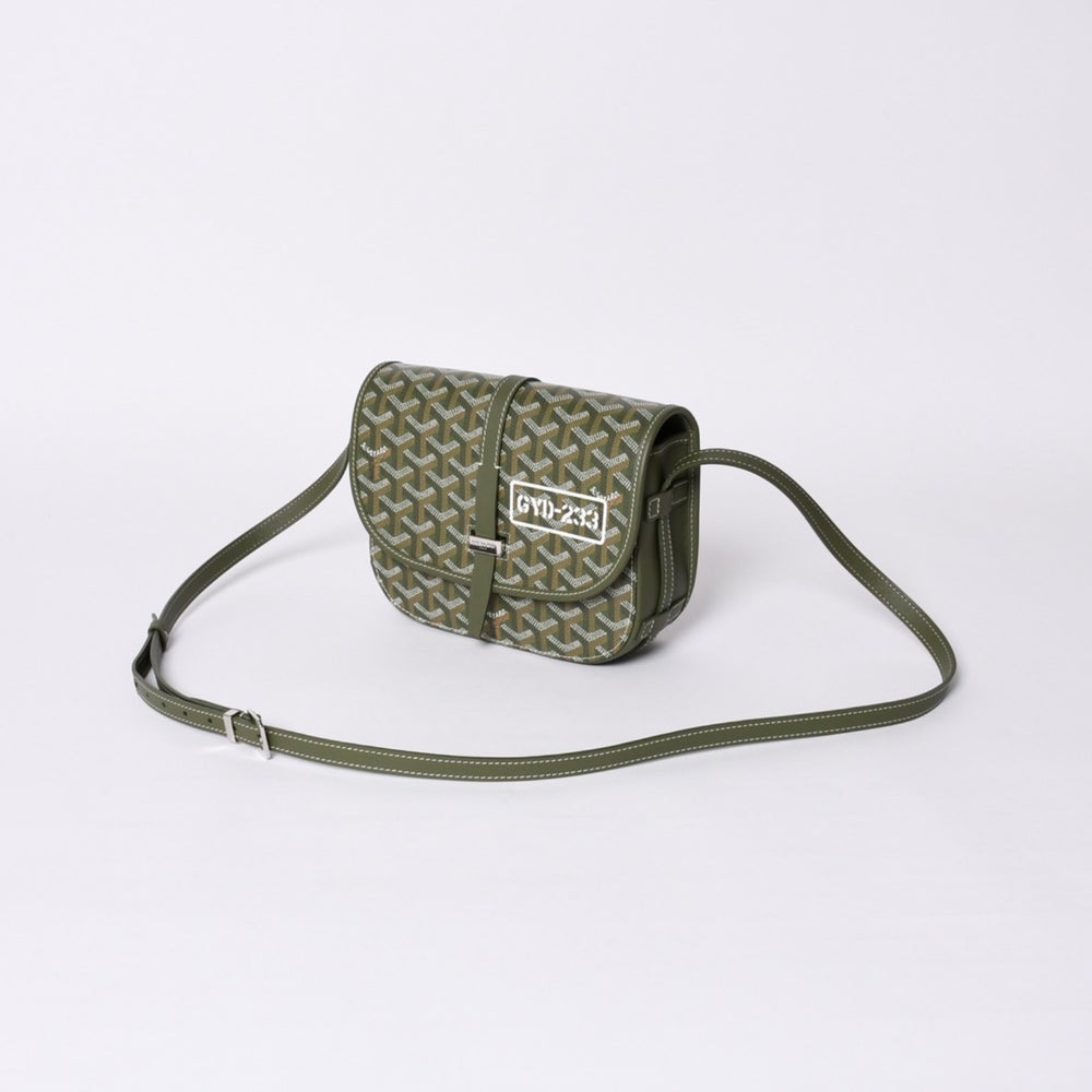 新品同様 GOYARD ゴヤール ベルヴェデーレ PM バッグ ショルダーバッグ 24年限定 限定カラー カーキ PVCコーティングキャンバス レザー 中古 4a001236