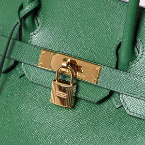 Very Good Condition HERMES BIRKIN 30 Handbag Couchevel Green GD Hardware 〇Z Stamp Made in 1996 Used 4a001355