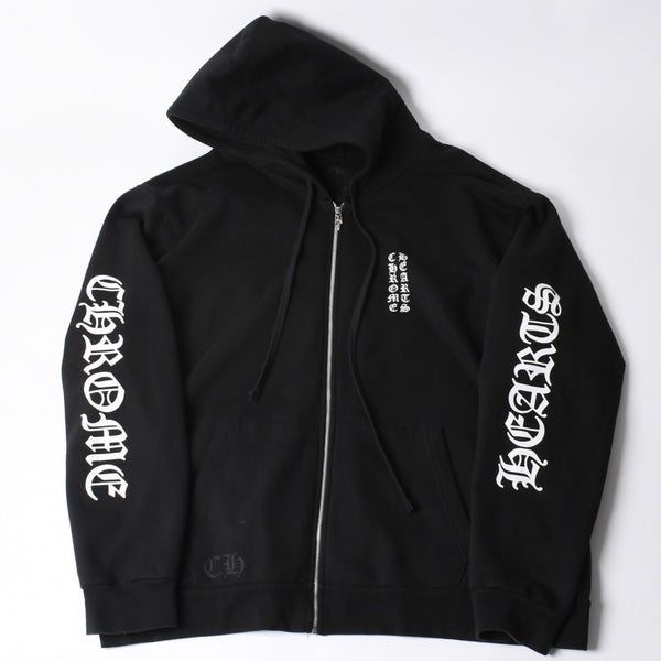 CHROME HEARTS Old English Logo Dagger Zip Zip Up Hoodie Black Good Condition Used 4a001356