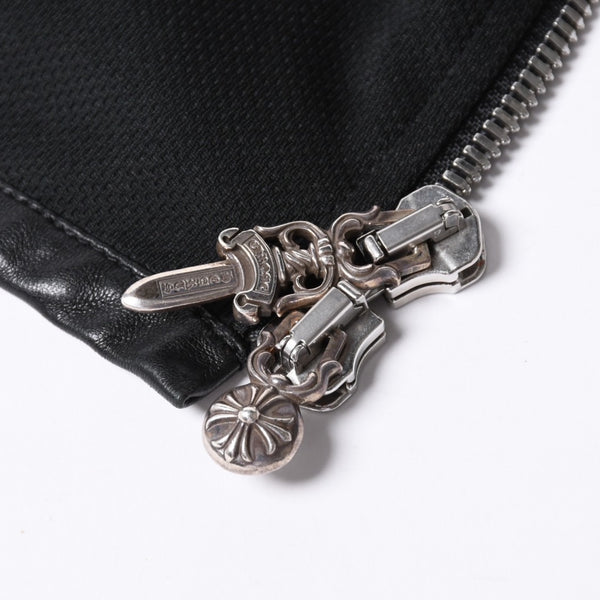 クロムハーツ CHROME HEARTS トラックジャケット オールドイングリッシュ ダブルジップ ブラック 黒 Sサイズ 美品中古 4a001419