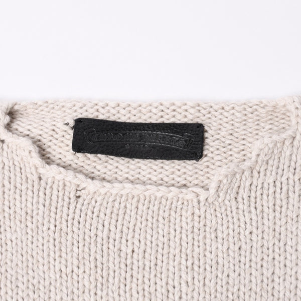 CHROME HEARTS Cashmere Knit Sweater ONE SIZE 68-112 CH Cross Patch 3 Patch Beige Silver 925 Good Condition Used 4a001408