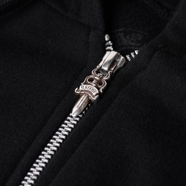 CHROME HEARTS Old English Logo Dagger Zip Zip Up Hoodie Black Good Condition Used 4a001356