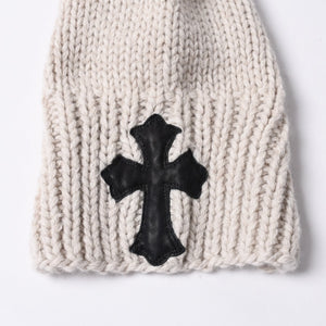 CHROME HEARTS Cashmere Knit Sweater ONE SIZE 68-112 CH Cross Patch 3 Patch Beige Silver 925 Good Condition Used 4a001408