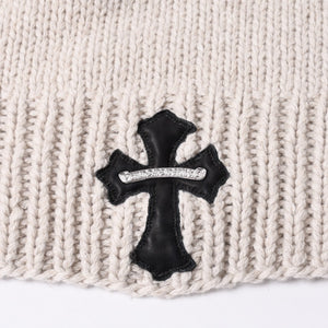 CHROME HEARTS Cashmere Knit Sweater ONE SIZE 68-112 CH Cross Patch 3 Patch Beige Silver 925 Good Condition Used 4a001408