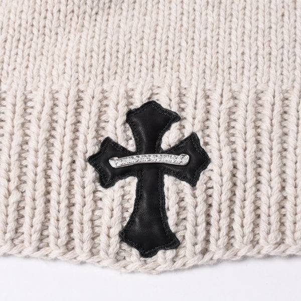 CHROME HEARTS Cashmere Knit Sweater ONE SIZE 68-112 CH Cross Patch 3 Patch Beige Silver 925 Good Condition Used 4a001408