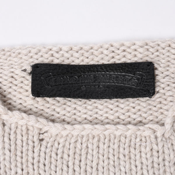 CHROME HEARTS Cashmere Knit Sweater ONE SIZE 68-112 CH Cross Patch 3 Patch Beige Silver 925 Good Condition Used 4a001408